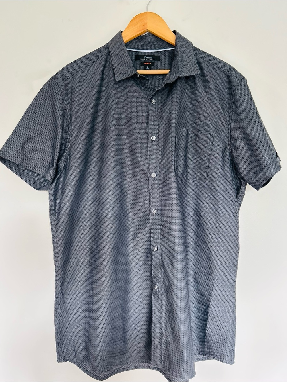 Marc Anthony Short-Sleeve Button-Down Shirt in Charcoal Grey